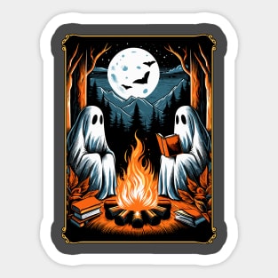 Vintage ghost book reading camping gothic halloween teachers Sticker